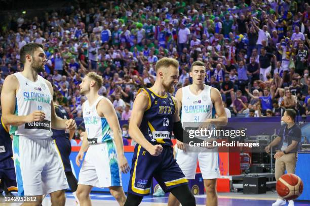Dzanan Musa of Bosnia and Herzegovina cherring during the FIBA EuroBasket 2022 group B match between Slovenia and Bosnia and Herzegovina at Lanxess...