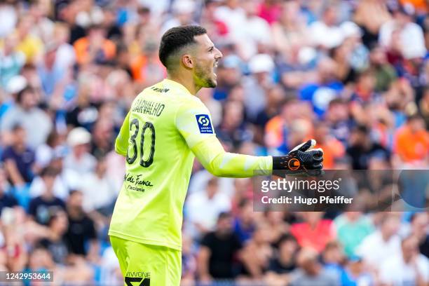 Matis CARVALHO of Montpellier Herault SC during the Ligue 1 match between Montpellier and Lille at Stade de la Mosson on September 4, 2022 in...