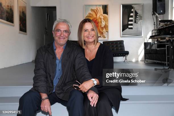 Jenny Jürgens and her husband David Carreras Sole during her vernissage for the Miradas exhibition on September4, 2022 at PENDART and FOTO ART...