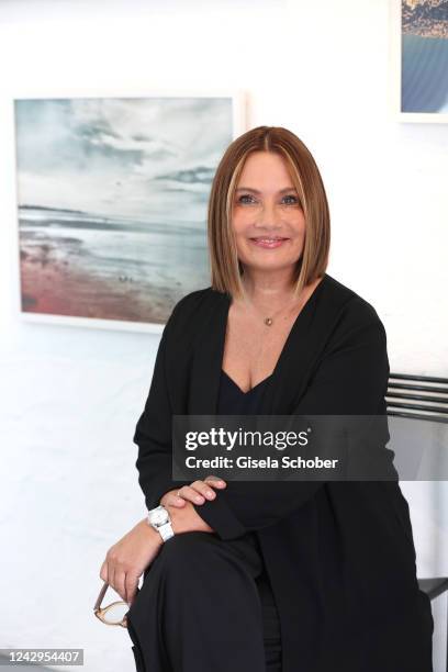 Jenny Jürgens during her vernissage for the Miradas exhibition on September4, 2022 at PENDART and FOTO ART atelier in Pullach, near Munich, Germany.