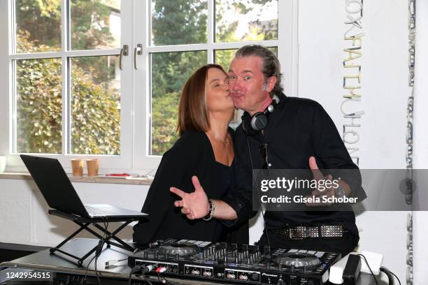 Jenny Jürgens and her brother John Juergens, DJ John Munich, during her vernissage for the Miradas exhibition on September4, 2022 at PENDART and FOTO...