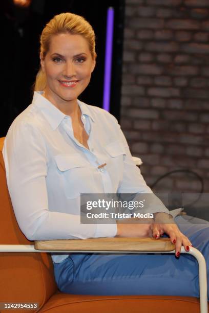German host and news anchor Judith Rakers at the Radio Bremen talkshow "3nach9 - TALK am Dinestag" during the Coronavirus crisis on June 2, 2020 in...