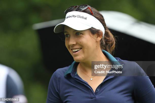 Albane Valenzuela of Switzerland waits on the 11th tee during the final round of the Dana Open presented by Marathon at Highland Meadows Golf Club in...