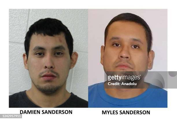 Photo shows Damien Sanderson and Myles Sanderson , two suspected attackers, as Canadian police launched a manhunt to track down after a series of...