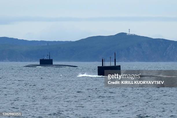 Russian submarines take part in the 'Vostok-2022' military exercises at the Peter the Great Gulf of the Sea of Japan outside the city of Vladivostok...