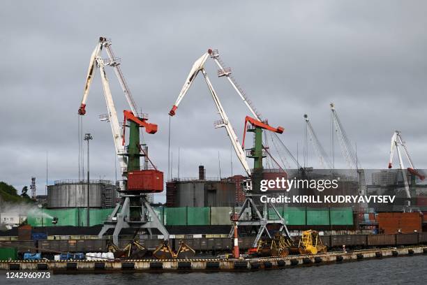 View of the coal terminal of the far-eastern Russian port of Vladivostok on September 5, 2022.