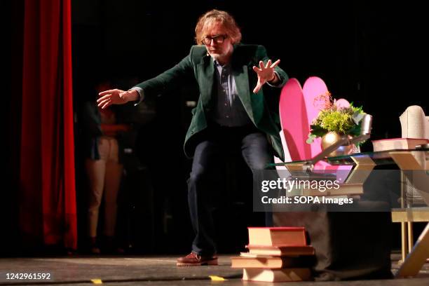 Jarvis Cocker speaks during day 4 of the 'Hay Festival Queretaro' at Teatro de la Ciudad. The Hay Festival Querétaro is a cultural and ideas festival...