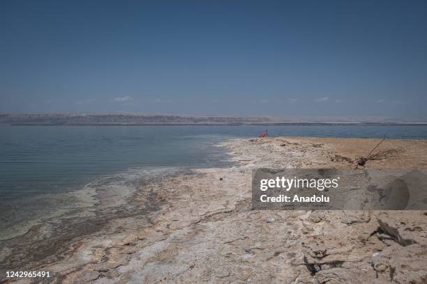 View of Jordan River as its water level decreases due to climate change and ongoing Arab-Israeli conflict in Amman, Jordan on August 26, 2022....