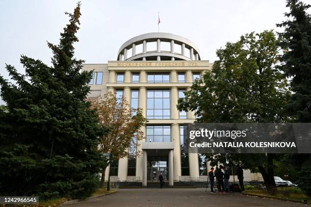 View of the Moscow City Court building following the verdict in former reporter Ivan Safronov' state treason trial, in Moscow on September 5, 2022. -...