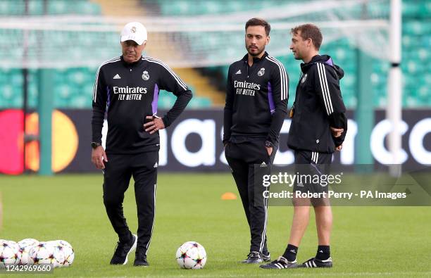 Real Madrid manager Carlo Ancelotti during a training session at Celtic Park, Glasgow. Picture date: Monday September 5, 2022.