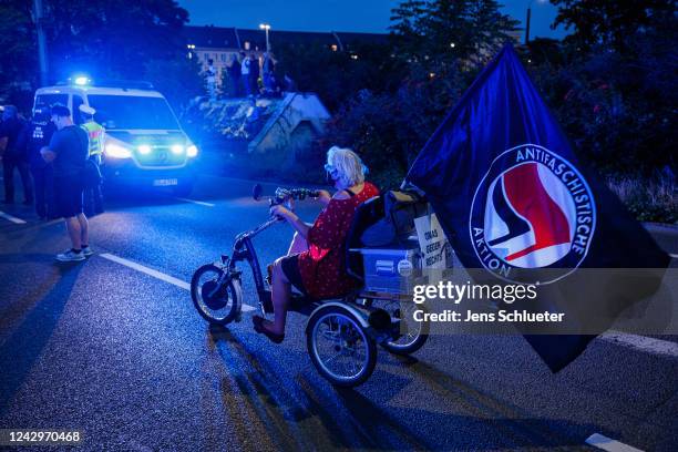 Supporters of the left-wing Die Linke party gather in the city center to demand measures from government to alleviate the impact of high food and...