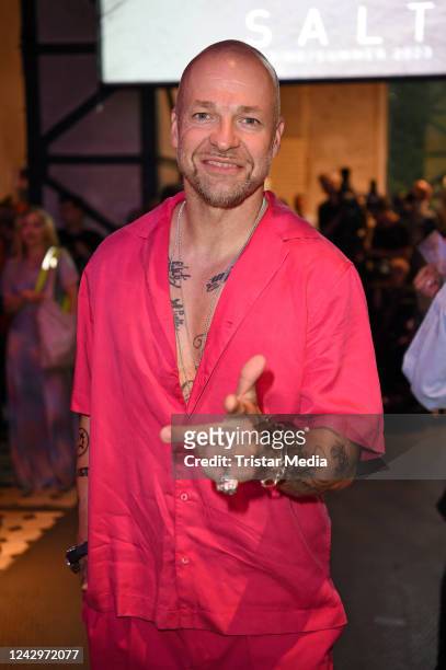 Mateo Jaschik of the band Culcha Candela attends the Marcel Ostertag Fashion Show during the Berlin Fashion Week September 2022 at e-Werk on...