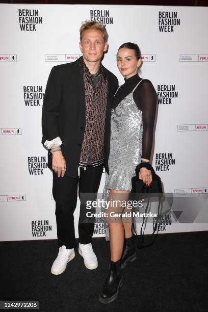 Matthias Schweighoefer and Ruby O. Fee attends the Berlin Fashion Week Opening & Firesidechat at Borchardt Restaurant on September 5, 2022 in Berlin,...