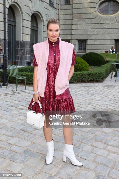 Marie von den Benken arrives for the MBFW Opening: Mercedes-Benz Creators Night at Telegraphenamt on September 5, 2022 in Berlin, Germany.