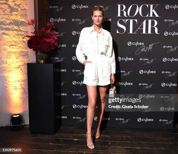 Model Toni Garrn during the Alec Voelkel x Cybex Rockstar collection launch at Soho House on September 5, 2022 in Berlin, Germany.