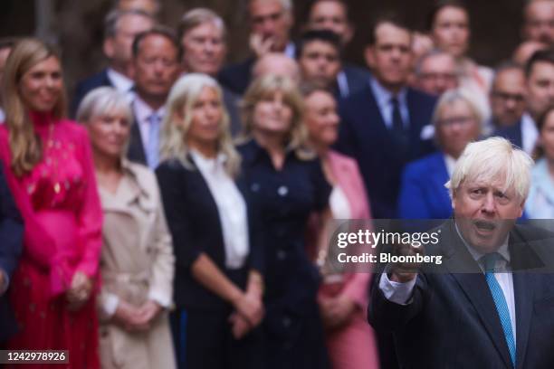 Boris Johnson, outgoing UK prime minister, delivers a speech outside 10 Downing Street, ahead of officially resigning, in London, UK, on Tuesday,...
