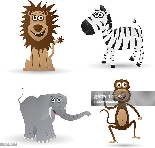 ilustrações, clipart, desenhos animados e ícones de animais da selva - cartoon characters with big noses