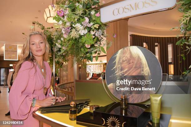 Kate Moss attends the exclusive debut event of new Beauty & Wellness Brand "Cosmoss" by Kate Moss in Harrods and on Cosmossbykatemoss.com at Harrods...