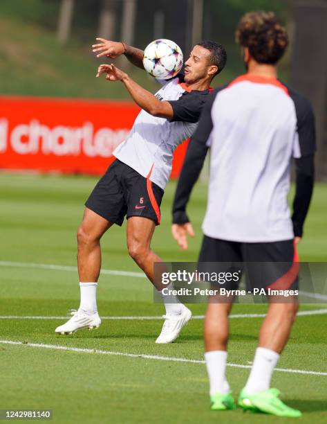 Liverpool's Thiago Alcantara during a training session at the AXA Training Centre, Liverpool. Picture date: Tuesday September 6, 2022.