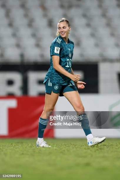 Laura Freigang of Germany celebrates her team's sixth goal during the FIFA Women's World Cup 2023 Qualifier group H match between Bulgaria and...
