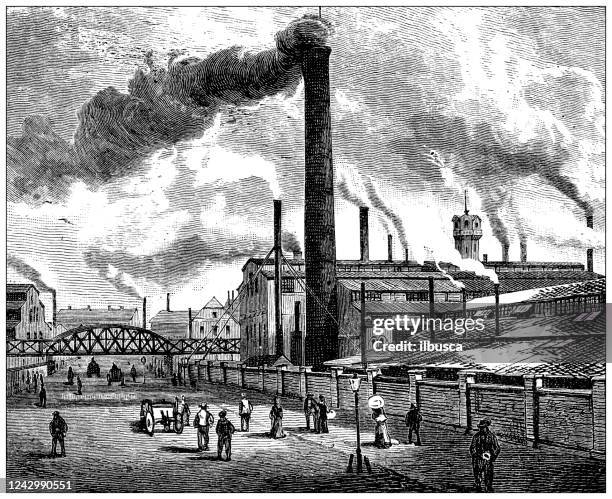 antique illustration: essen steel industry - old factory stock illustrations