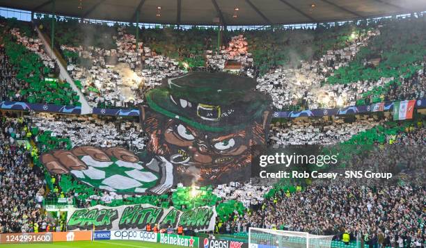 Celtic fans pre-match display during a UEFA Champions League match between Celtic and Real Madrid at Celtic Park, on September 06 in Glasgow,...