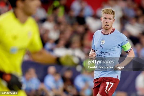Kevin de Bruyne of Manchester City during the UEFA Champions League match between Sevilla v Manchester City at the Estadio Ramon Sanchez Pizjuan on...