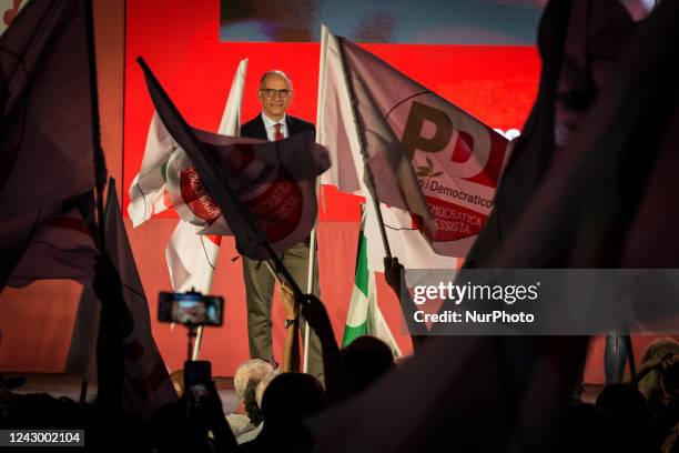 The secretary of the Democratic Party, Enrico Letta during the opening demonstration of the election campaign of the Roman PD in Piazza Sant'Apostoli...