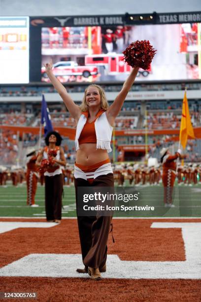 Texas Longhorns pom squad cheers during the game against the University of Louisiana Monroe Warhawks on September 03 at Darrell K Royal - Texas...