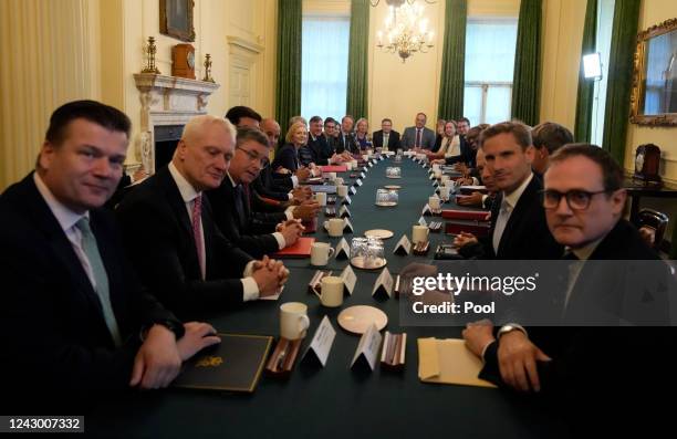 Members of the cabinet pose for photos ahead of the first cabinet meeting after Liz Truss took office as the new Prime Minister at Downing Street on...