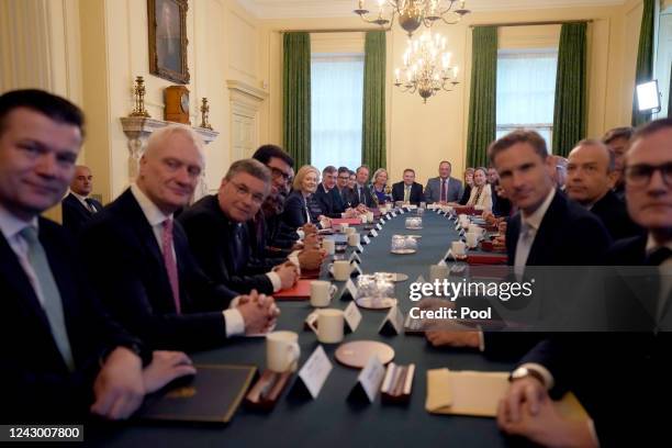 Members of the cabinet pose for photos ahead of the first cabinet meeting after Liz Truss took office as the new Prime Minister at Downing Street on...