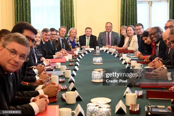 Members of the cabinet pose for photos ahead of the first cabinet meeting after Liz Truss took office as the new Prime Minister at Downing Street on...