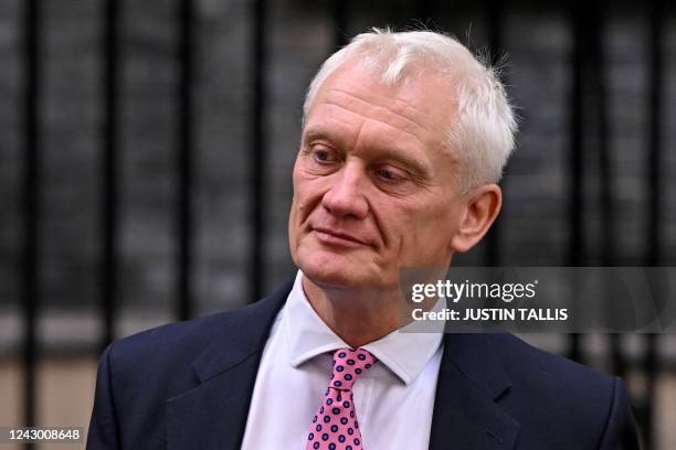 Britain's Minister for Climate at the Department of Business Graham Stuart leaves from 10 Downing Street in central London on September 7 after...