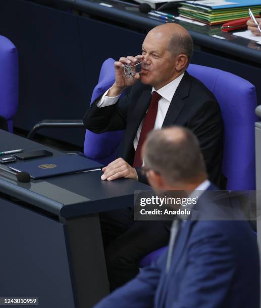 German Chancellor Olaf Scholz attend during the general debate on the budget at the Bundestag in Berlin, Germany 07, 2022.