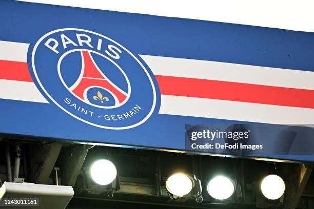 Logo Paris Saint-Germain prior to the UEFA Champions League group H match between Paris Saint-Germain and Juventus at Parc des Princes on September...