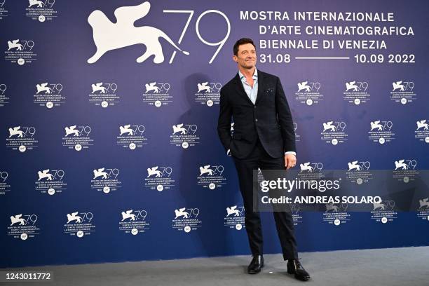 Ausralian actor Hugh Jackman poses on September 7, 2022 during a photocall for the film "The Son" presented in the Venezia 79 competition as part of...