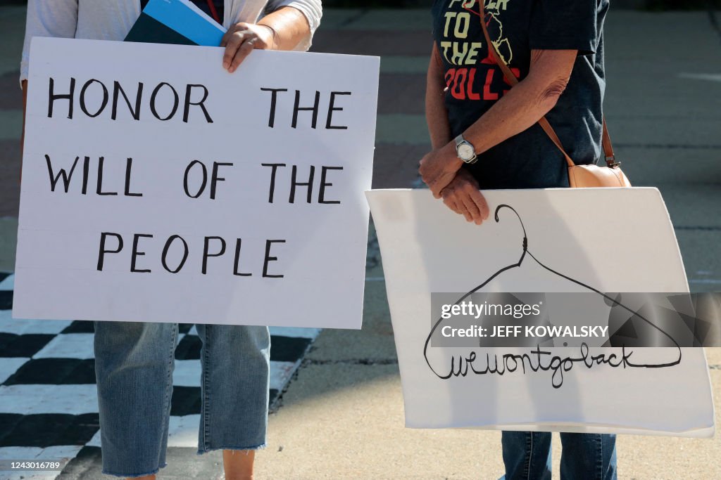 Restore Roe Abortion rights activists gather during a