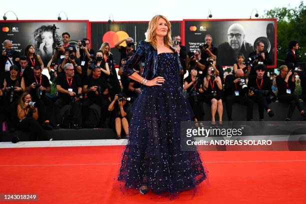 Actress Laura Dern arrives on September 7, 2022 for the screening of the film "The Son" presented in the Venezia 79 competition as part of the 79th...