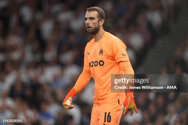 Pau Lopez of Olympique Marseille during the UEFA Champions League group D match between Tottenham Hotspur and Olympique Marseille at Tottenham...