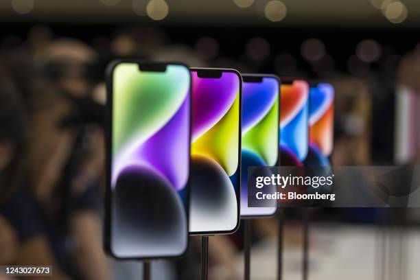 The Apple iPhone 14 during an event at Apple Park campus in Cupertino, California, US, on Wednesday, Sept. 7, 2022. Apple Inc. Unveiled a new lineup...