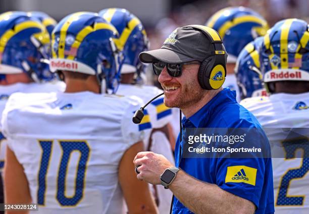 Delaware Fightin Blue Hens head coach Ryan Carty in action during the University of Delaware fighting Blue Hens game versus the Naval Academy...