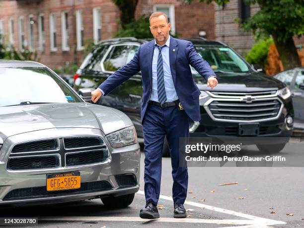 Donnie Wahlberg is seen on the set of "Blue Bloods" on September 07, 2022 in New York City.