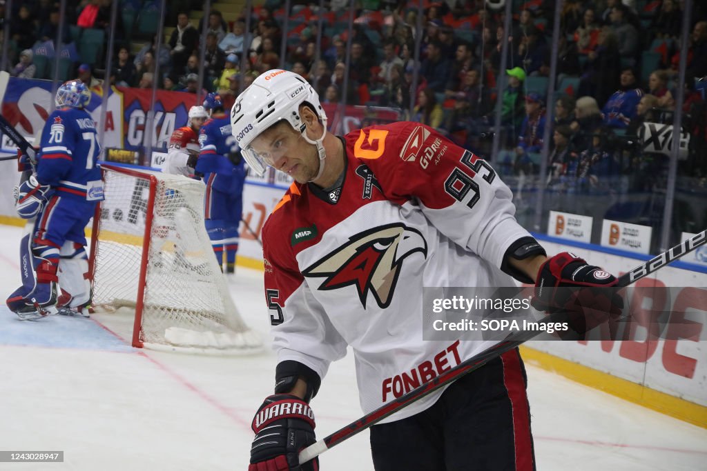 SKA Hockey Club player, Dmitry Shevchenko (No.95) seen in...