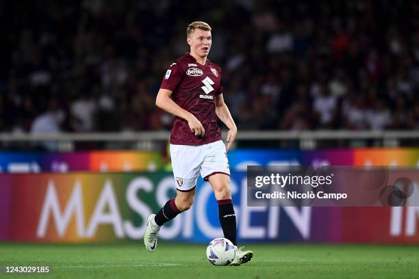 Perr Schuurs of Torino FC in action during the Serie A football match between Torino FC and US Lecce. Torino FC won 1-0 over US Lecce.