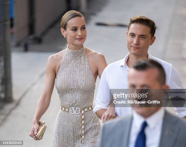 Brie Larson and Elijah Allan-Blitz are seen at "Jimmy Kimmel Live" on September 07, 2022 in Los Angeles, California.