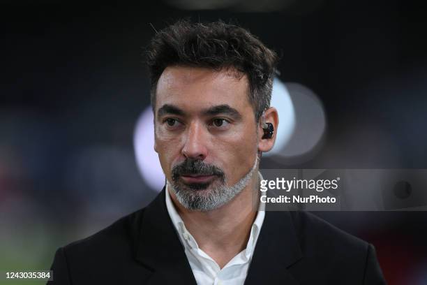 Former player of SSC Napoli Ezequiel Pocho Lavezzi looks on during the UEFA Champions League match between SSC Napoli and Liverpool FC at Stadio...