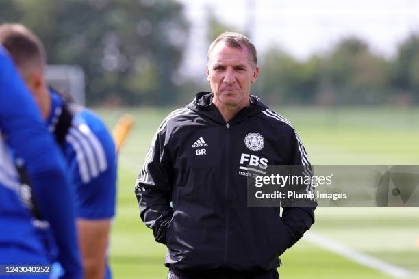 Leicester City Manager Brendan Rodgers during the Leicester City training session Leicester City Training Ground, Seagrave on September 08, 2022 in...