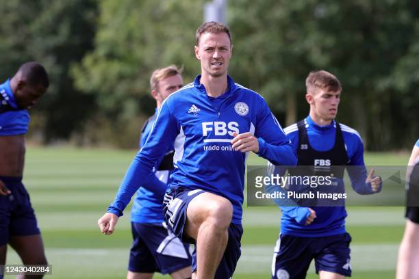 Jonny Evans of Leicester City during the Leicester City training session Leicester City Training Ground, Seagrave on September 08, 2022 in Leicester,...