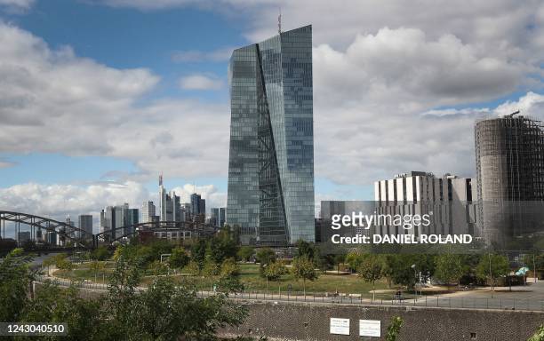The headquarters of the European Central Bank is pictured prior to the news conference of the bank's governing council following their meeting in...