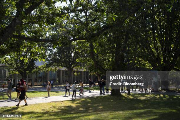 Students at the University of British Columbia Vancouver campus during the first week of classes in Vancouver, British Columbia, Canada, on...